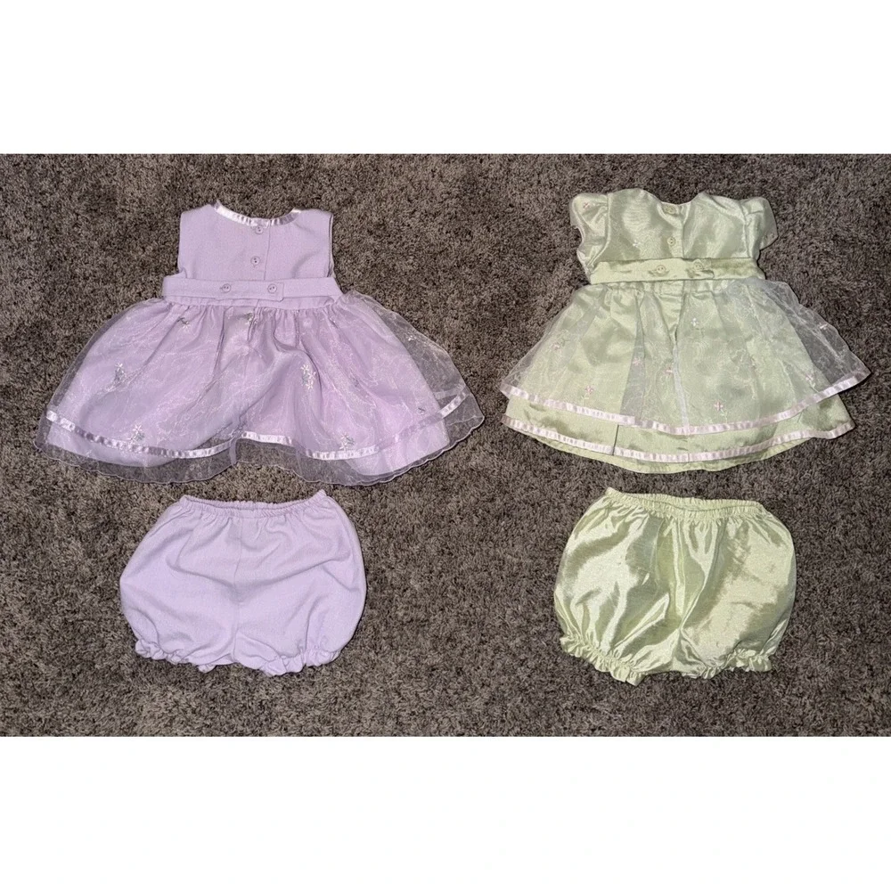 Vtg Y2K Youngland‎ Baby Girl Easter Dresses 3-6,6-9 Pastel Green/Purple Floral
